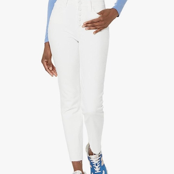 NWT PAIGE Women's 34 Cindy Exposed Buttonfly High Rise Straight Leg‎ White Plus - Picture 9 of 10